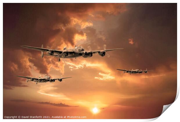 Lancasters start another Mission Print by David Stanforth