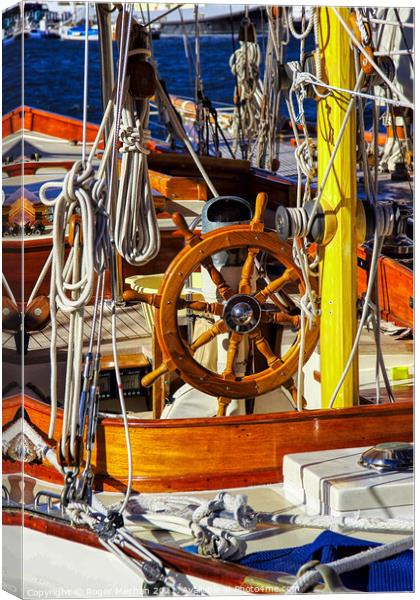 The deck of a classic sailing vessel   Canvas Print by Roger Mechan
