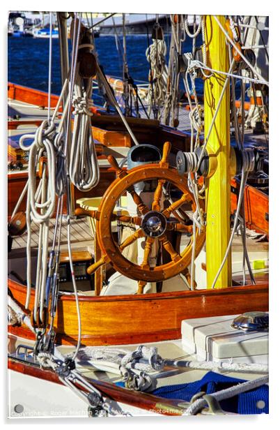 The deck of a classic sailing vessel   Acrylic by Roger Mechan