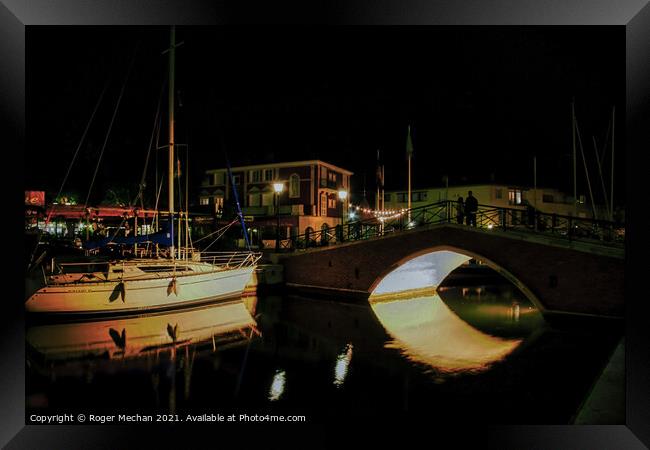 Night Romance in Port Grimaud Framed Print by Roger Mechan