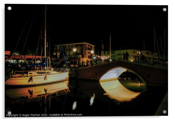 Night Romance in Port Grimaud Acrylic by Roger Mechan