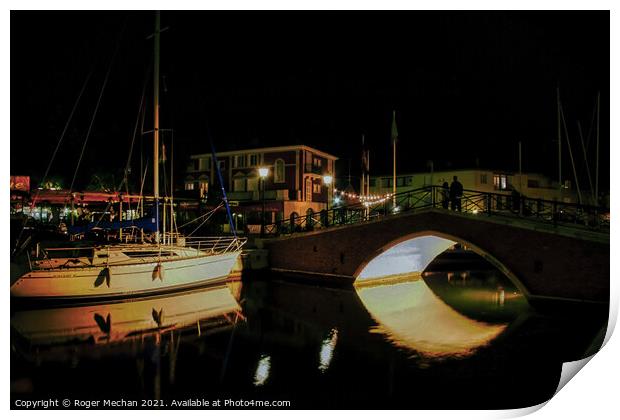 Night Romance in Port Grimaud Print by Roger Mechan