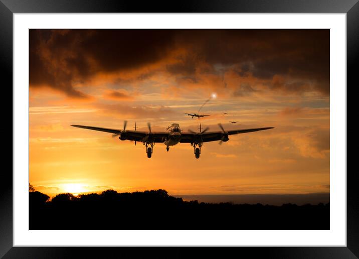 Made It Home. Lancasters Return Framed Mounted Print by J Biggadike