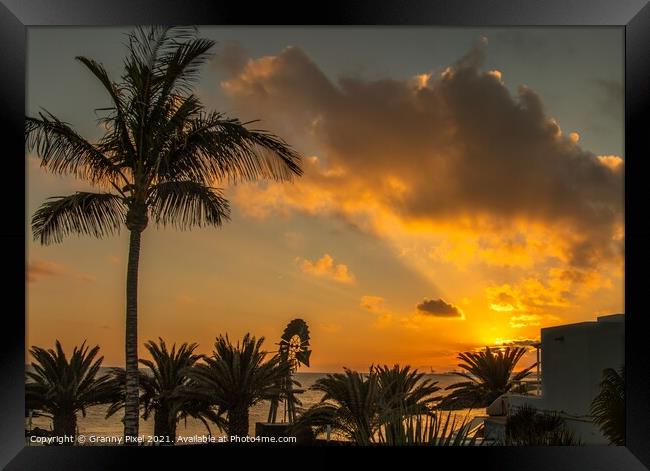 Lanzarote, Costa Teguise Sunset Framed Print by Margaret Ryan