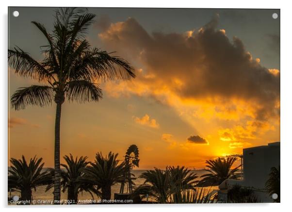Lanzarote, Costa Teguise Sunset Acrylic by Margaret Ryan