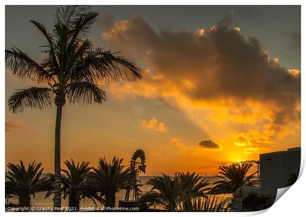 Lanzarote, Costa Teguise Sunset Print by Margaret Ryan