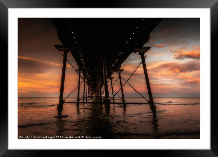 A Winters Evening at Saltburn Pier Framed Mounted Print by richard sayer