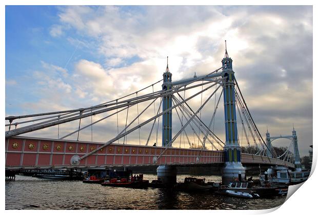 Albert Bridge River Thames London England UK Print by Andy Evans Photos