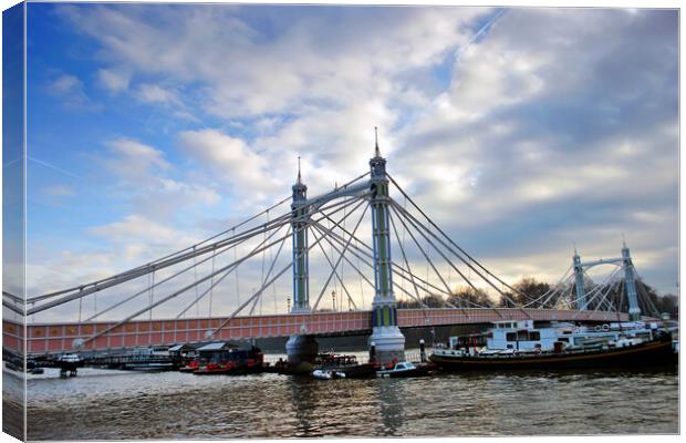 Albert Bridge River Thames London England UK Canvas Print by Andy Evans Photos