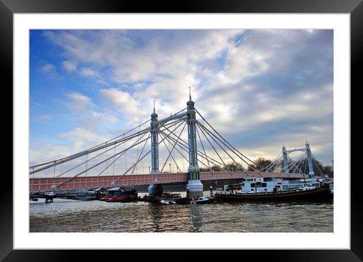 Albert Bridge River Thames London England UK Framed Mounted Print by Andy Evans Photos