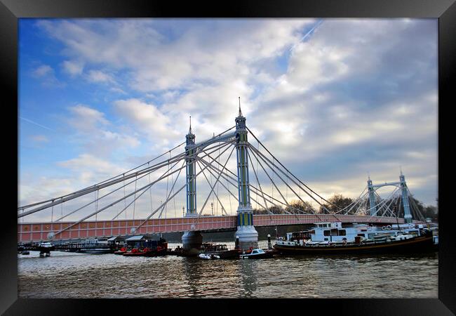 Albert Bridge River Thames London England UK Framed Print by Andy Evans Photos