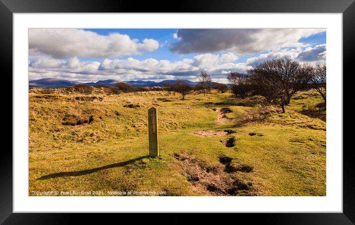 Sign on Path at Newborough Warren Anglesey Framed Mounted Print by Pearl Bucknall