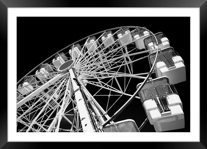 Ferris wheel black and white Llandudno 648 Framed Mounted Print by PHILIP CHALK