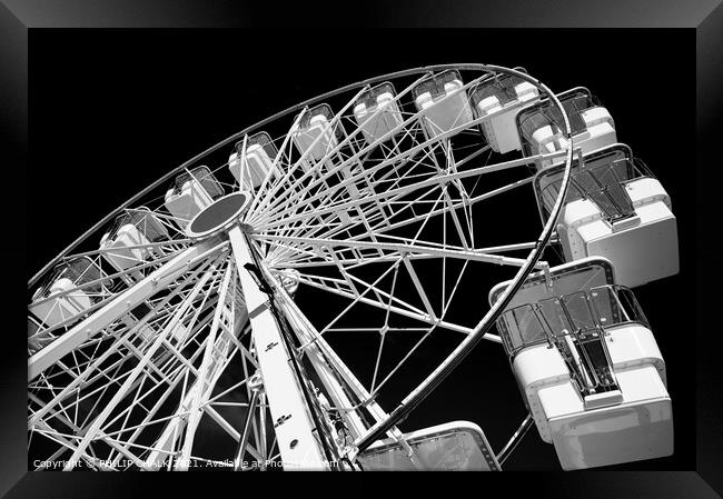 Ferris wheel black and white Llandudno 648 Framed Print by PHILIP CHALK