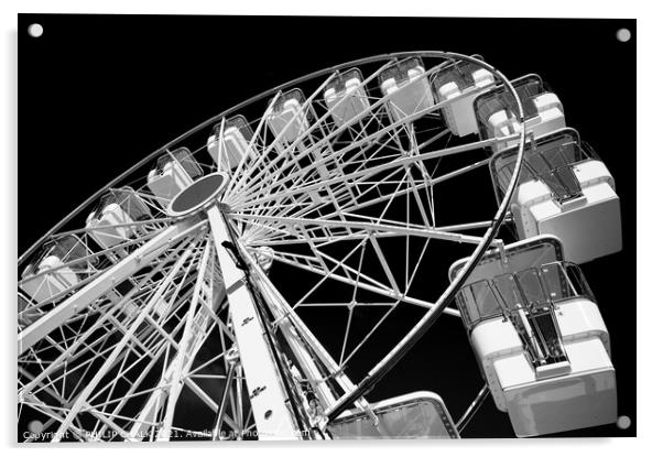 Ferris wheel black and white Llandudno 648 Acrylic by PHILIP CHALK