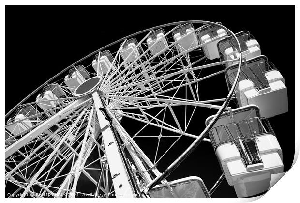Ferris wheel black and white Llandudno 648 Print by PHILIP CHALK