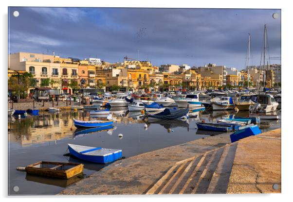 Ta Xbiex Town and Harbour in Malta Acrylic by Artur Bogacki