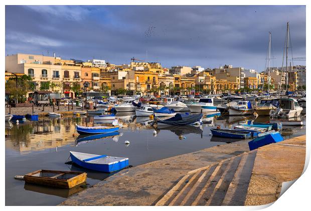 Ta Xbiex Town and Harbour in Malta Print by Artur Bogacki