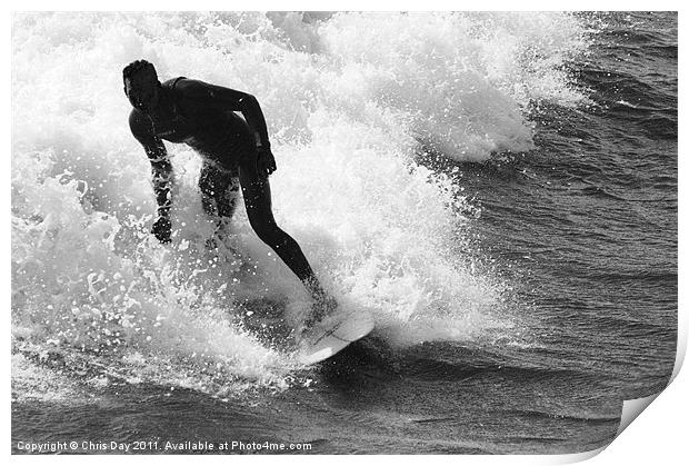 Surfing Print by Chris Day