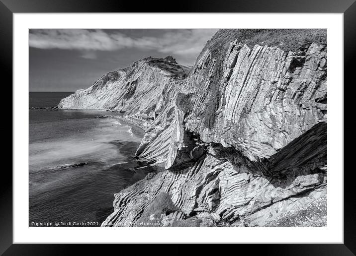 Zumaya Flysch Cliffs, Gipuzkoa - CR2106-5674-BW Framed Mounted Print by Jordi Carrio