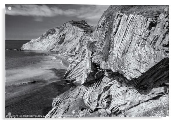 Zumaya Flysch Cliffs, Gipuzkoa - CR2106-5674-BW Acrylic by Jordi Carrio