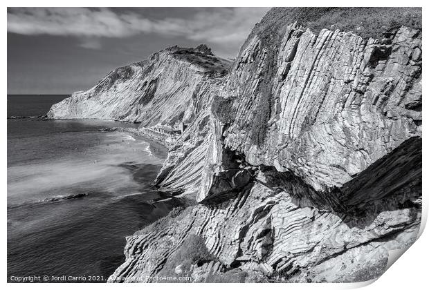 Zumaya Flysch Cliffs, Gipuzkoa - CR2106-5674-BW Print by Jordi Carrio