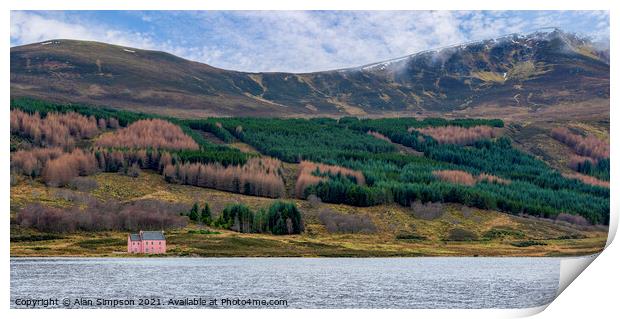 The Pink House on Loch Glass Panorama Print by Alan Simpson
