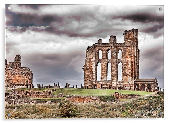 The Ruins of Tynemouth Priory Acrylic by Trevor Kersley RIP