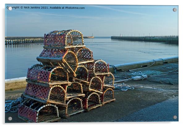 Lobster Pots at Amble Hatbour Northumberland  Acrylic by Nick Jenkins