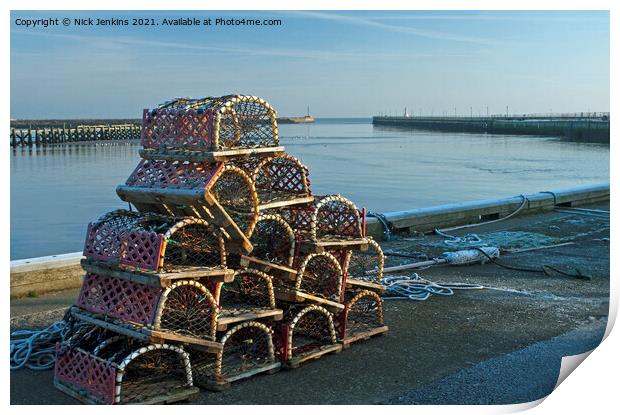 Lobster Pots at Amble Hatbour Northumberland  Print by Nick Jenkins