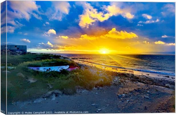 Scottish Island sunset  Canvas Print by Myles Campbell