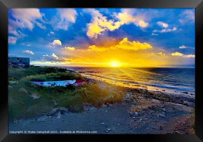 Scottish Island sunset  Framed Print by Myles Campbell