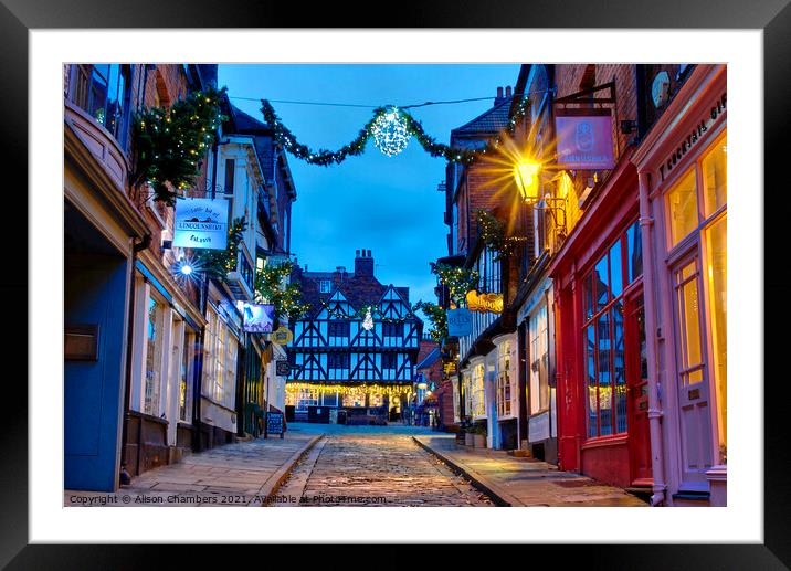 Steep Hill, Lincoln Framed Mounted Print by Alison Chambers
