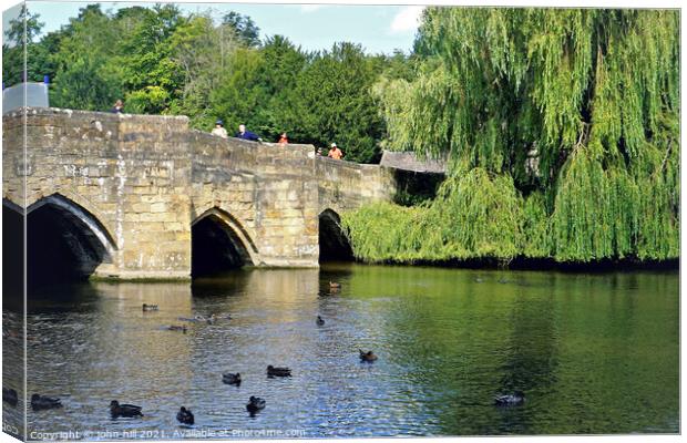 Bridge over the river Wye, Bakewell, Derbyshire, UK. Canvas Print by john hill