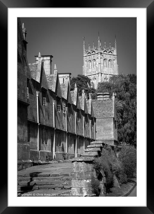 Chipping Campden, Almshouses and church  Framed Mounted Print by Chris Rose