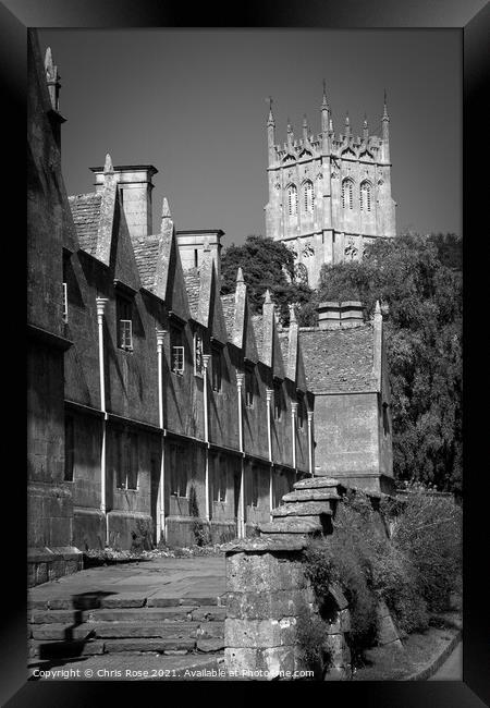 Chipping Campden, Almshouses and church  Framed Print by Chris Rose