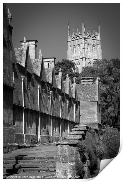 Chipping Campden, Almshouses and church  Print by Chris Rose