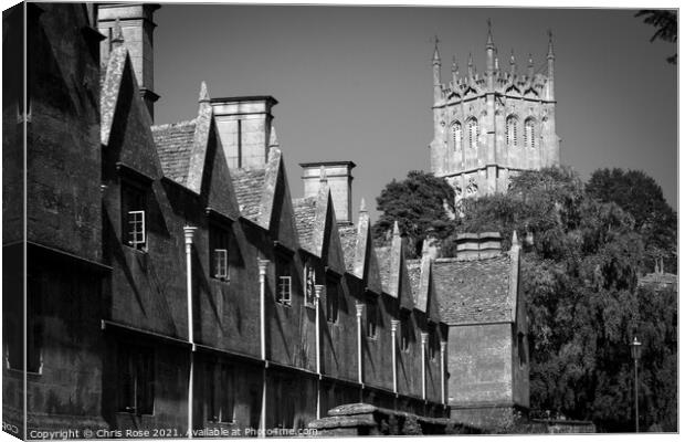 Chipping Campden, Almshouses and church Canvas Print by Chris Rose