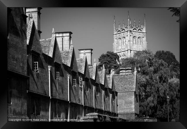 Chipping Campden, Almshouses and church Framed Print by Chris Rose