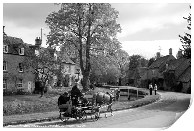 Lower Slaughter, idyllic riverside cottages Print by Chris Rose