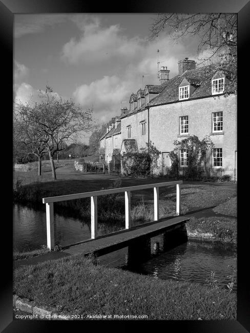 Lower Slaughter, idyllic riverside cottages Framed Print by Chris Rose