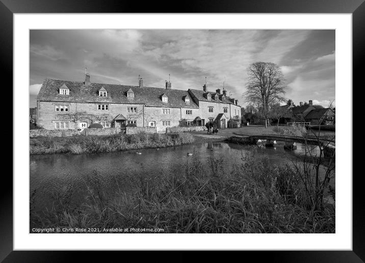 Lower Slaughter, idyllic riverside cottages Framed Mounted Print by Chris Rose