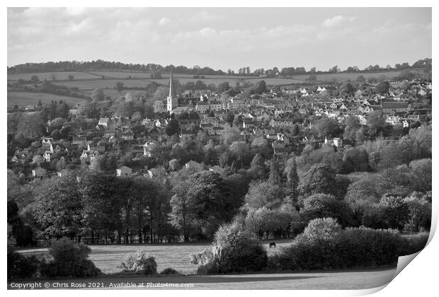 Painswick in the Cotwolds countryside Print by Chris Rose