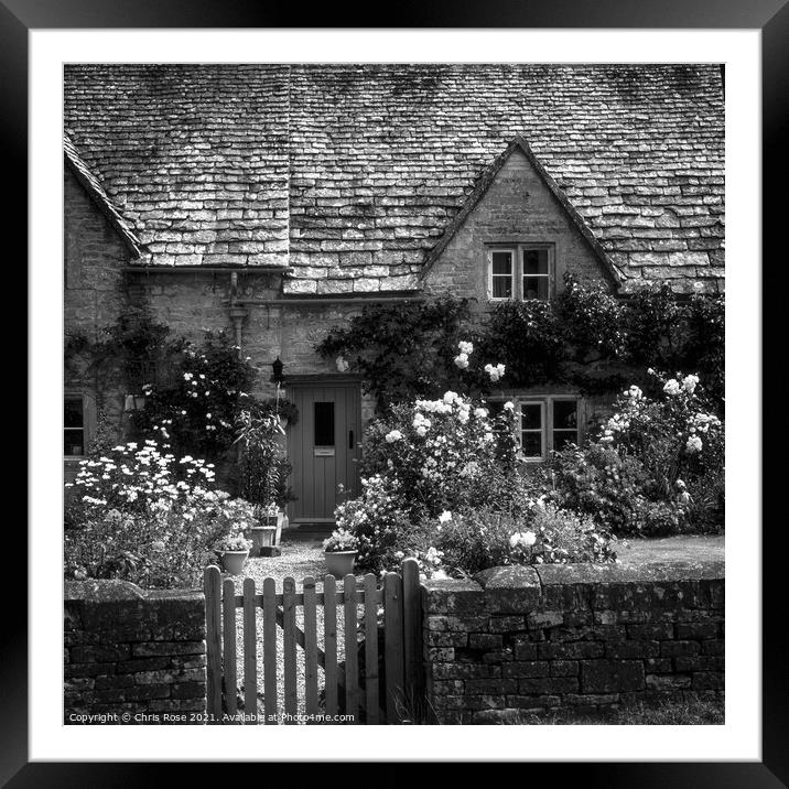 Bibury, Cotswold cottage Framed Mounted Print by Chris Rose