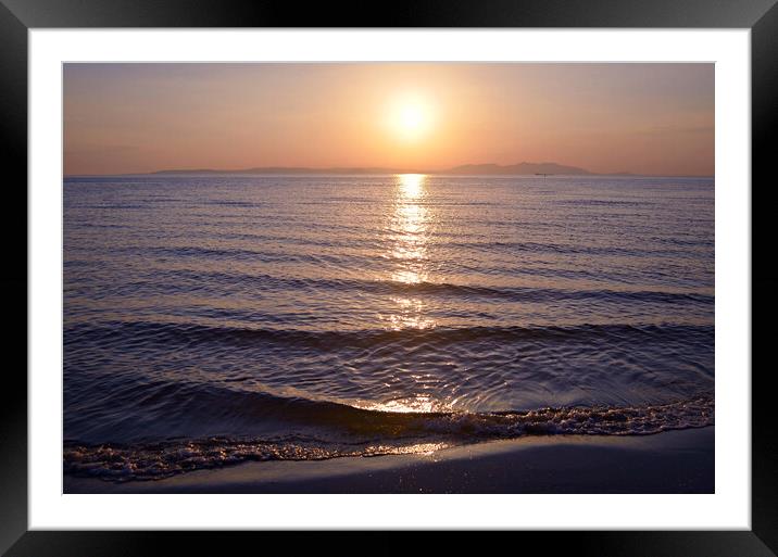 Picturesque Arran sunset at Ayr beach Framed Mounted Print by Allan Durward Photography