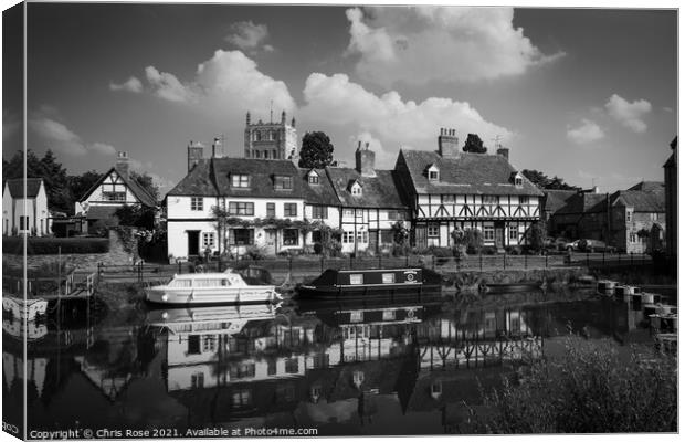 Tewkesbury, idyllic riverside cottages Canvas Print by Chris Rose