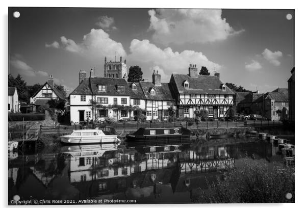 Tewkesbury, idyllic riverside cottages Acrylic by Chris Rose