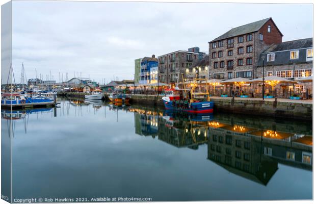 Plymouth Barbican Twilight Canvas Print by Rob Hawkins