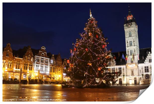Christmas Decorations, Dendermonde, Belgium Print by Imladris 