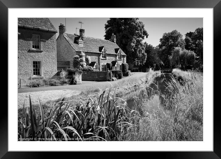 Lower Slaughter, idyllic riverside cottages Framed Mounted Print by Chris Rose